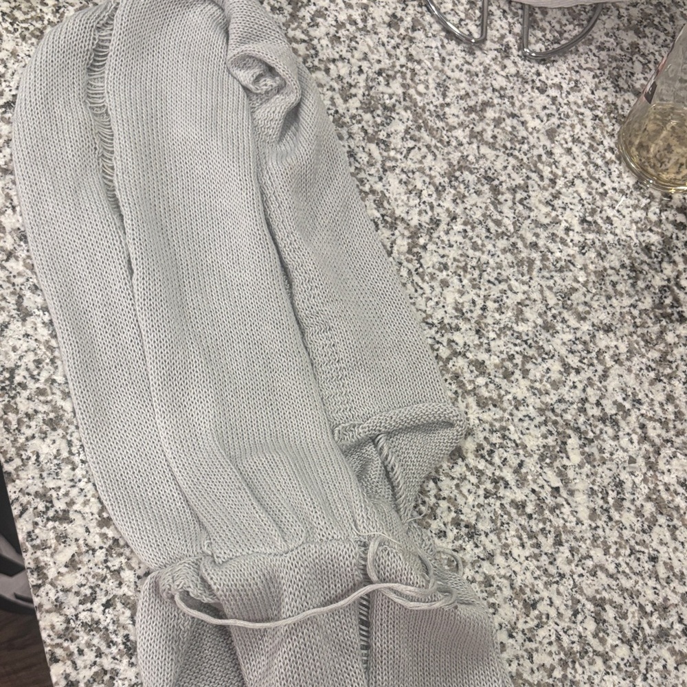 Elegant Gray Women's Sweater Cropped W/hood